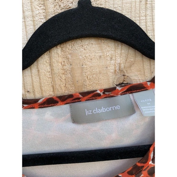 Liz Claiborne Women's Semi-Sheer Long Sleeve Shirt petite medium‎ orange - Picture 4 of 6